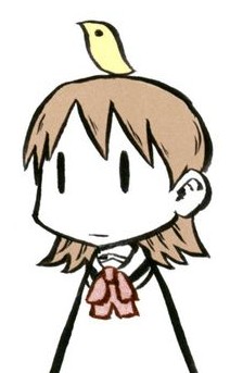 logo image depicting drawing of a girl with a yellow bird on her head